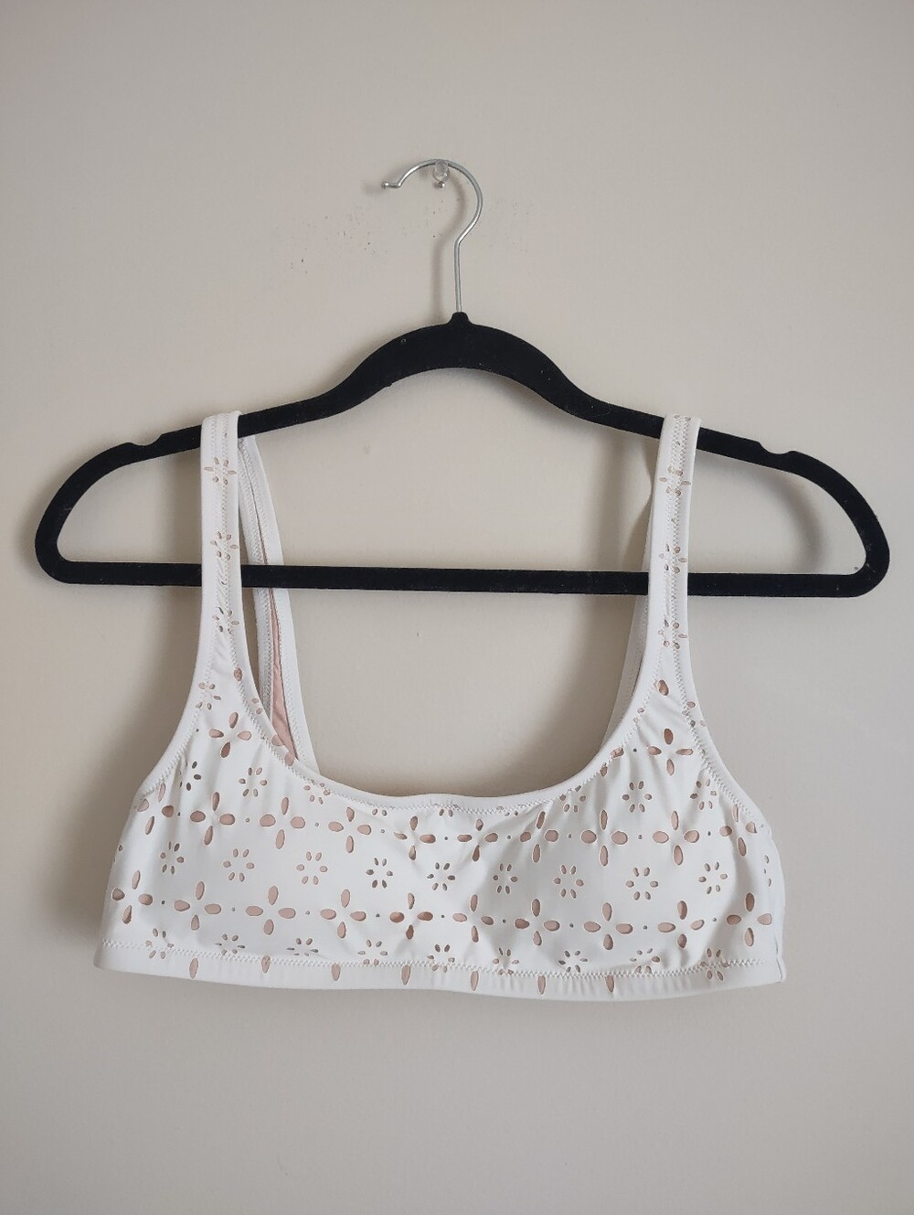 J.Crew White Eyelet Laser Cut Bikini Swim Top Size Medium